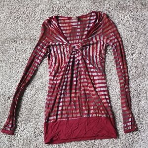 Daytrip Red and Gray Striped Blouse